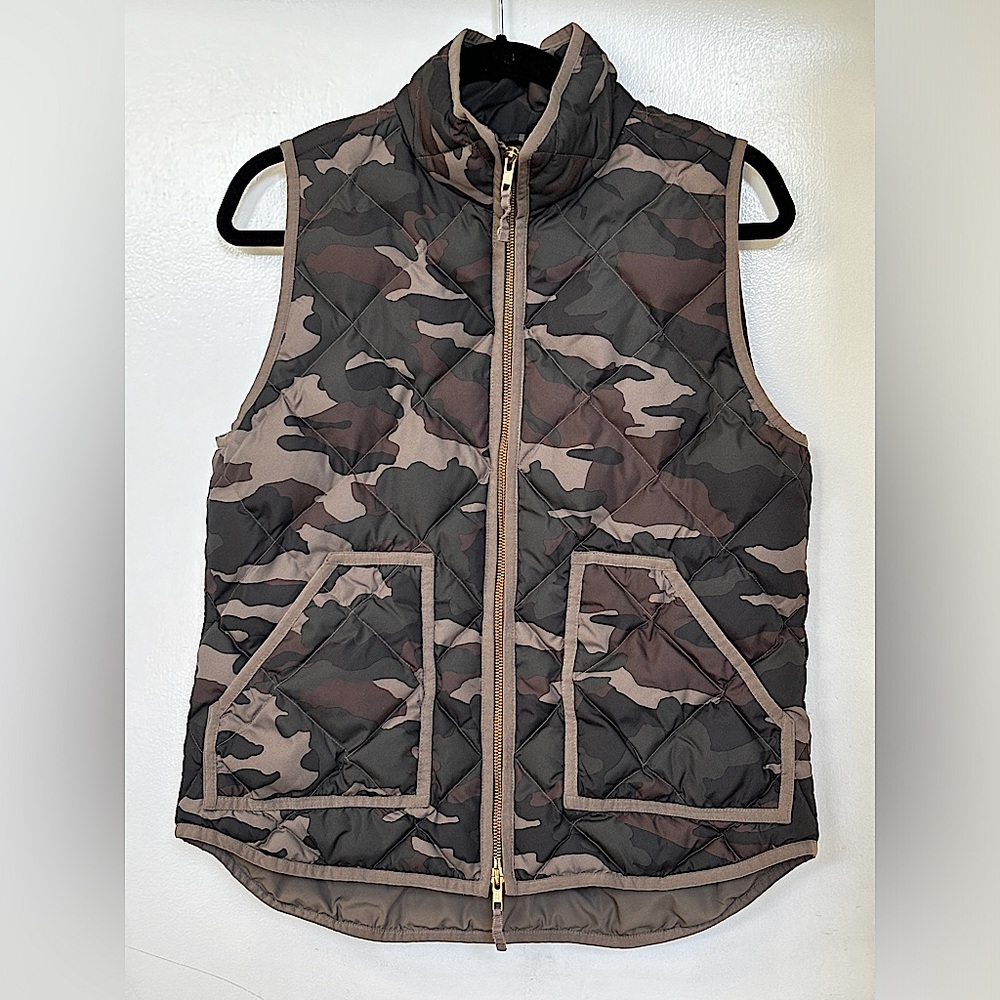 J. Crew Camo Down Vest with Gold Hardware (M)